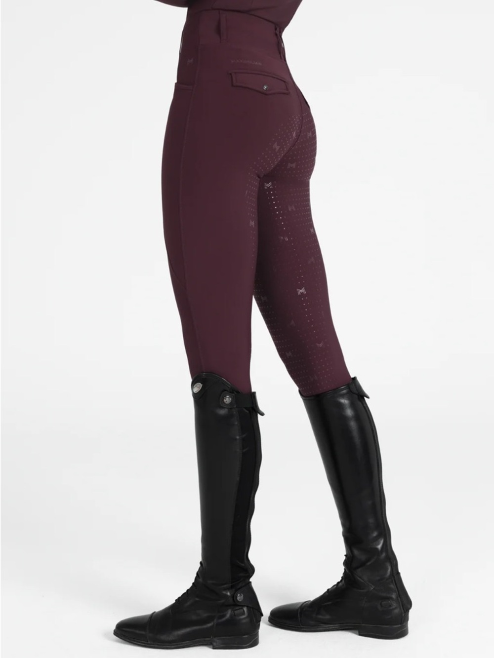 Full Seat Maximilian Equestrian Riding Breeches in Burgundy XS